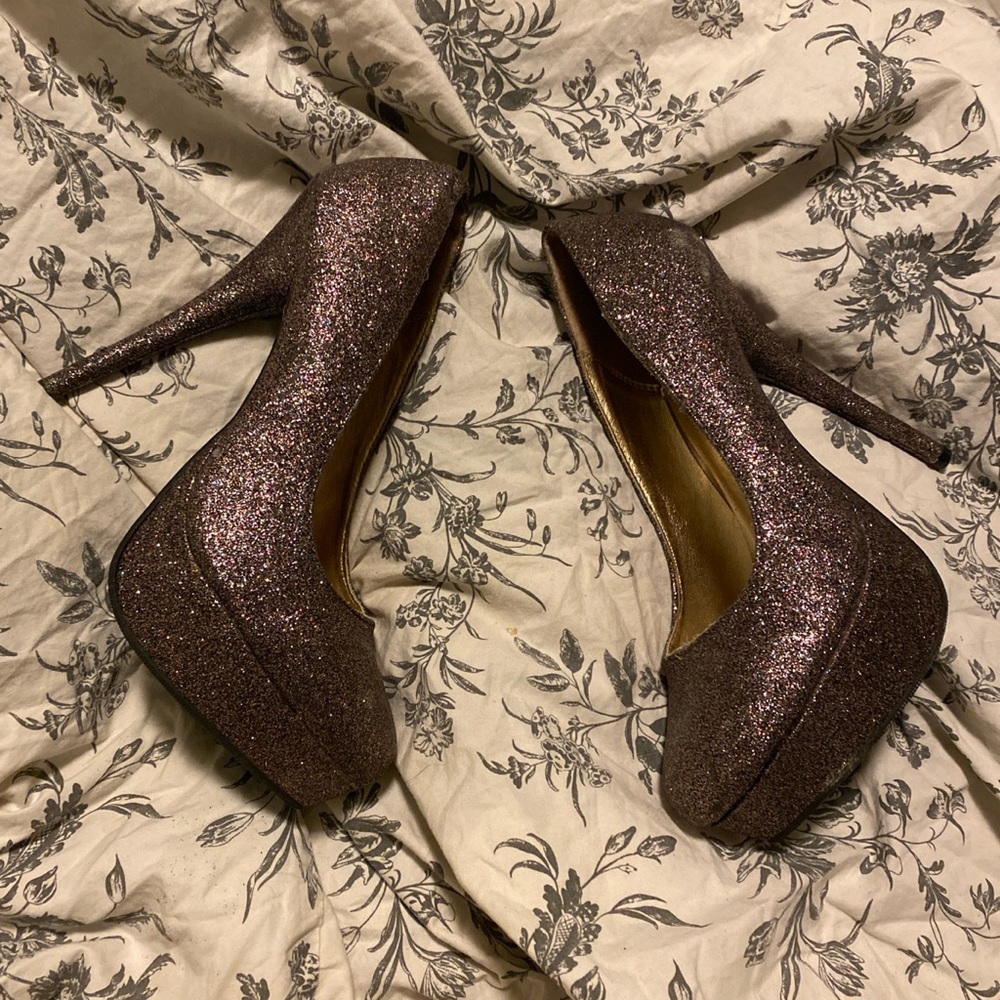 Purple glittery heels